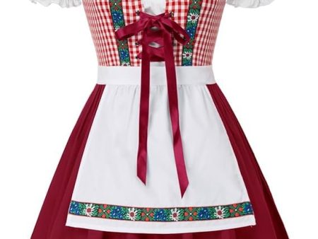 Talla: XL - Disfraz Oktoberfest para Mujer - Vestido de Sirvienta Bávara a Cuadros Rojos Online