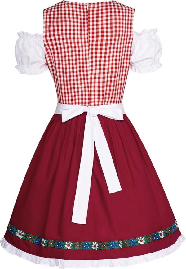 Talla: XL - Disfraz Oktoberfest para Mujer - Vestido de Sirvienta Bávara a Cuadros Rojos Online